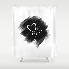 Chic Heart in Black and White Shower Curtain