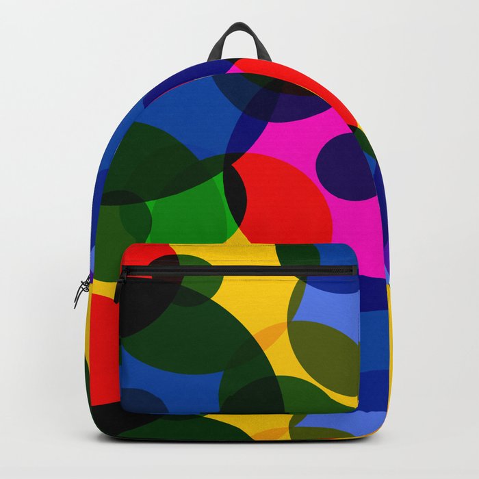 Abstract, multicolor, bright pattern of circles. Backpack