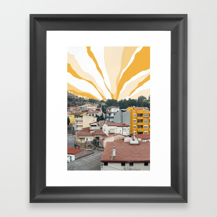 Rooftop Hills in Montserrat, Spain Framed Art Print