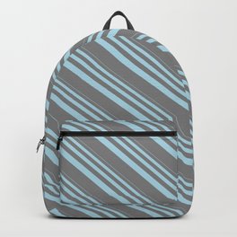 [ Thumbnail: Light Blue and Grey Colored Pattern of Stripes Backpack ]