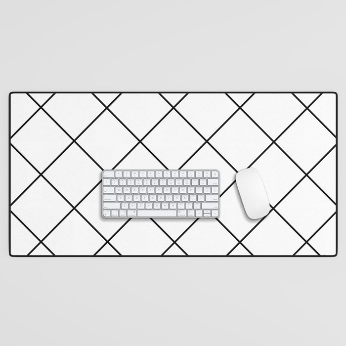 black and white grid really big - oblique Desk Mat