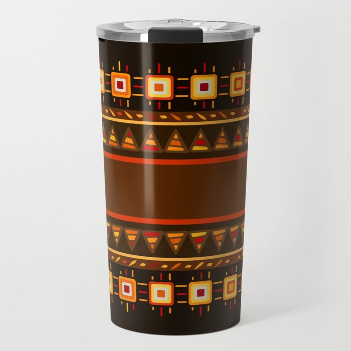 Tribal ornament - warm brown, orange, yellow and reds Travel Mug