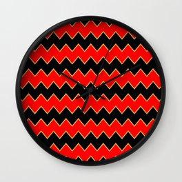 Gold Black Red Zig-Zag Line Collection Wall Clock