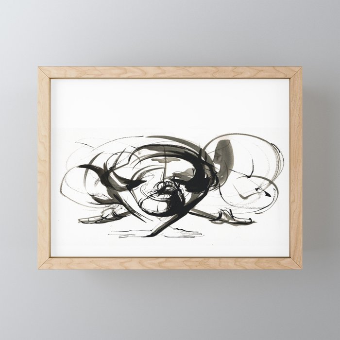 Original Expressive Ballet Dance Drawing Framed Mini Art Print