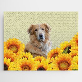 Golden Retriever Sunflower Field Jigsaw Puzzle