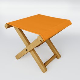 UT Orange Solid Color Popular Hues Patternless Shades of Orange Collection - Hex #F77F00 Folding Stool