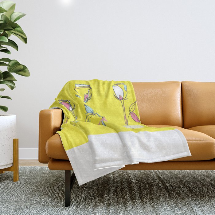 Rosewall (on yellow) Throw Blanket