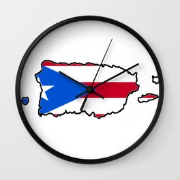 Puerto Rico Map with Puerto Rican Flag Wall Clock