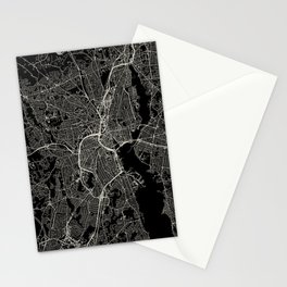 USA, Providence City Map - Black and White Stationery Card