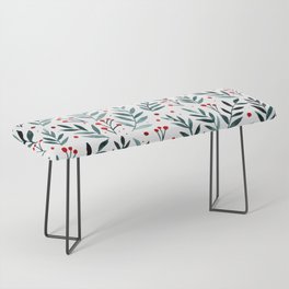 Festive watercolor branches - teal and red Bench