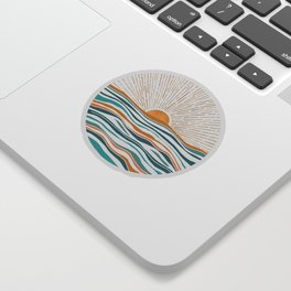 The Sun and The Sea - Gold and Teal Sticker