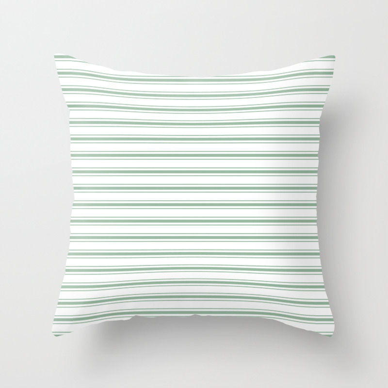 green and white striped pillows