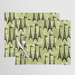 Mid Century Modern Giraffe Pattern Black and Chartreuse Placemat