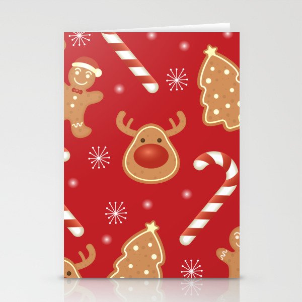 Christmas Pattern Cute Cookie Deer Gingerbread Stationery Cards