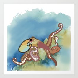 Painted Octopus  Art Print | Octopuses, Fish, Oceans, Seafood, Street Art, Squids, Painting, Seacreatures, Digital, Oil 