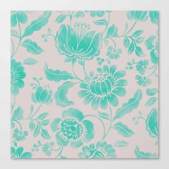Wild Flower Cyan Canvas Print