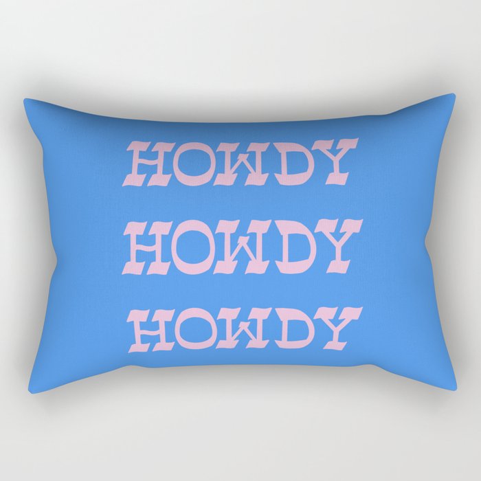 Howdy Howdy! Pink and Blue Rectangular Pillow