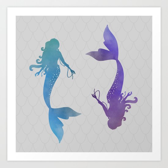 blue & purple mermaid Art Print