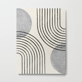 Sun Arch Double - Grey Metal Print | Midcenturymodern, Graphicdesign, Contemporary, Pattern, Aesthetic, Minimalist, Japandi, Neutral, Greytone, Mid Century 