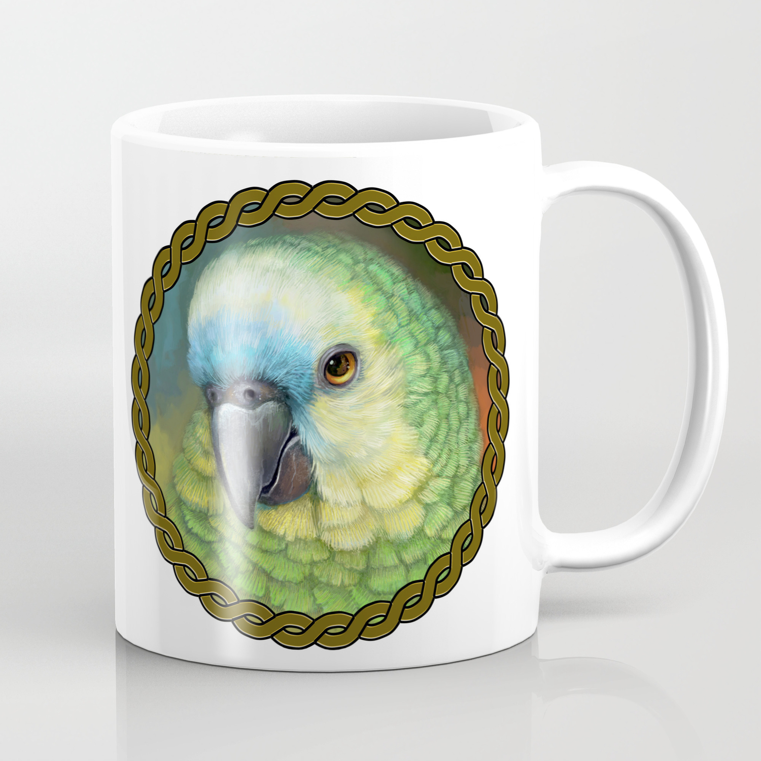 Blue Fronted Amazon Parrot Realistic Painting Coffee Mug By
