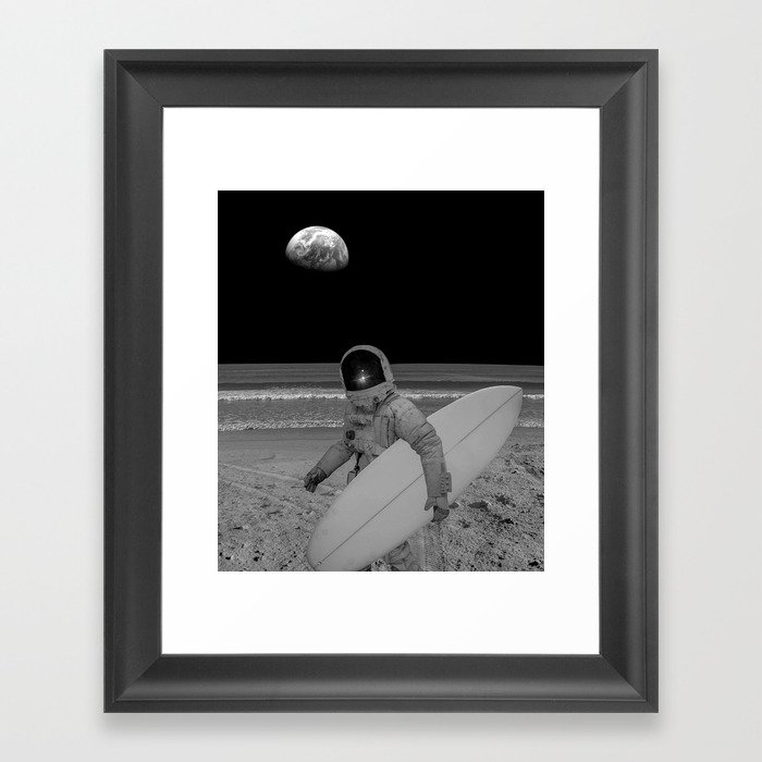 Moon surfer Framed Art Print