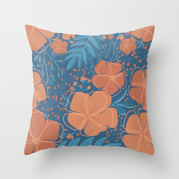 Blue and on sale burnt orange pillows