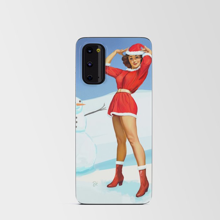Vintage pin up - happy holidays Android Card Case