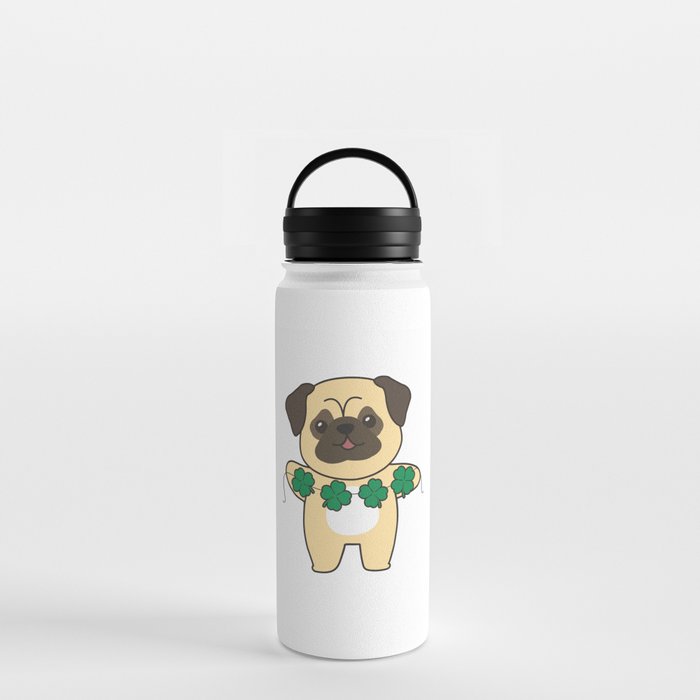 Pug Shamrocks Cute Animals For Happiness Water Bottle