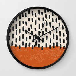 Mid Century Modern Minimalist Rothko Inspired Color Field Red Rain With Lines Geometric Style Wall Clock