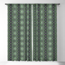 Liquid Light Series 53 ~ Green & Purple Abstract Fractal Pattern Blackout Curtain