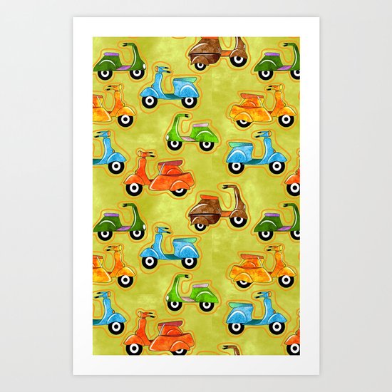 Mod Scooters Art Print