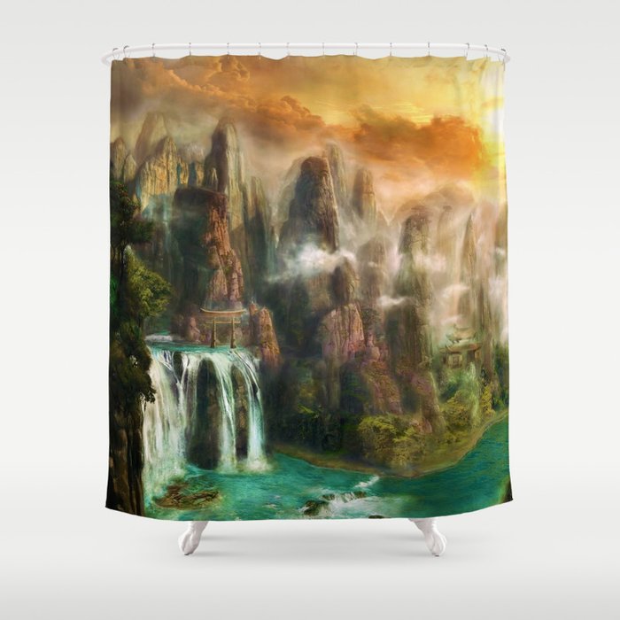 Magical Waterfalls on the Cliffs Shower Curtain