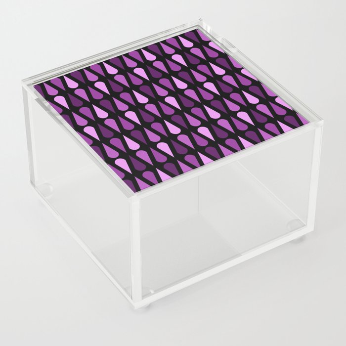 Retro Midcentury Teardrops Black Purple Acrylic Box