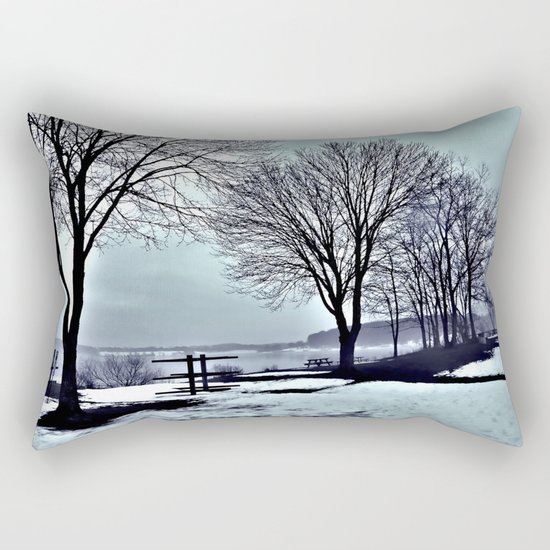 Winter Trees by the Lake Rectangular Pillow