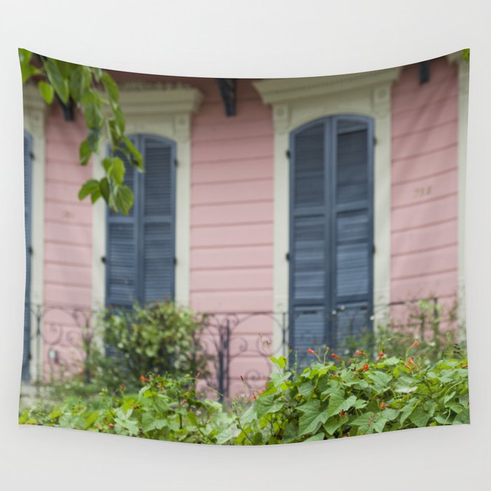 New Orleans Pink Front Porch Wall Tapestry