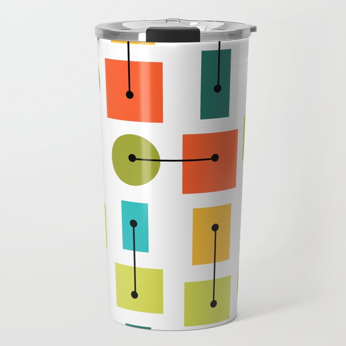 Atomic Age Simple Shapes Multicolored Travel Mug
