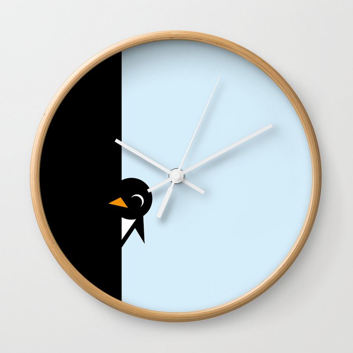 Peeking Penguin Wall Clock