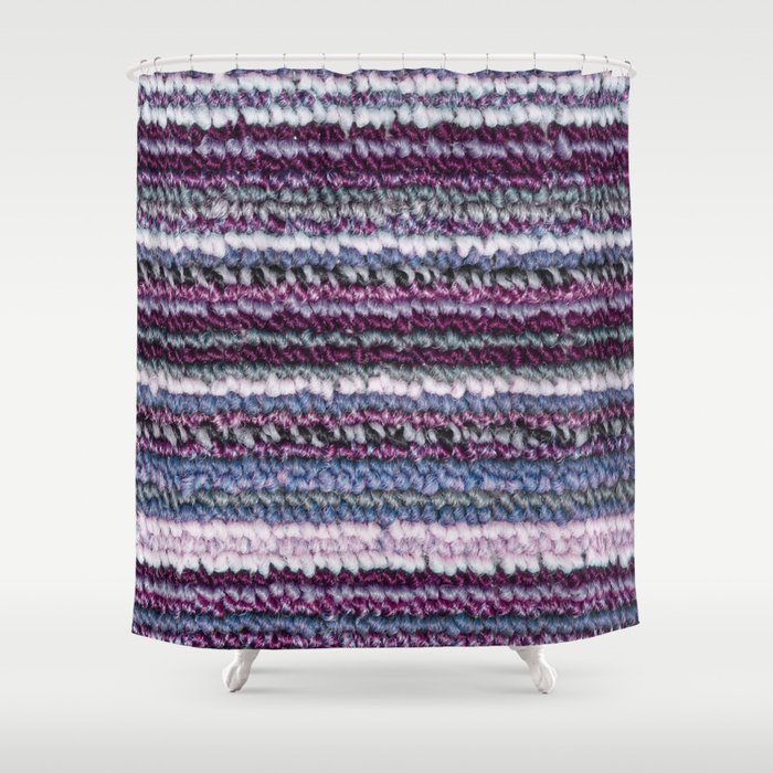 Carpet Stripes Eggplant Purple Steel Blue Shower Curtain By