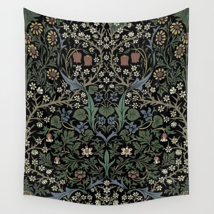 William Morris Vintage Blackthorn Dark Green 1892 Wall Tapestry