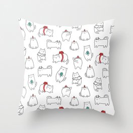 Fat Christmas cats Throw Pillow