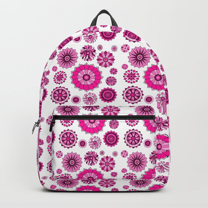 Pink Psychedelic Floral Power Pattern Backpack