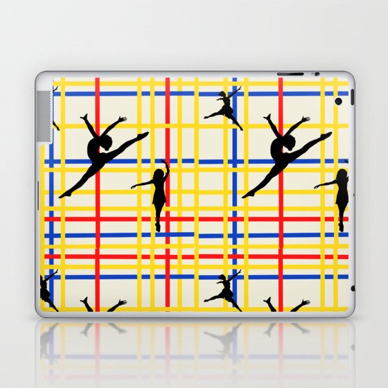 Dancing like Piet Mondrian - New York City I. Red, yellow, and Blue lines on the light yellow background Laptop & iPad Skin