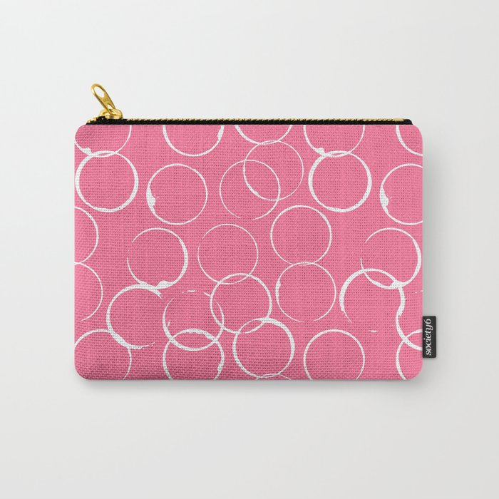 Circles Geometric Pattern Pink Bright White Carry-All Pouch