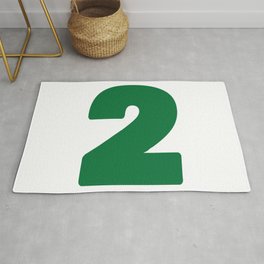 2 (Olive & White Number) Area & Throw Rug