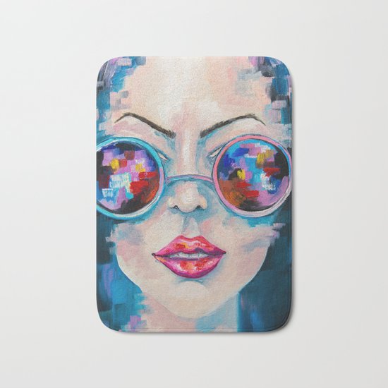 Girl in sunglasses Bath Mat