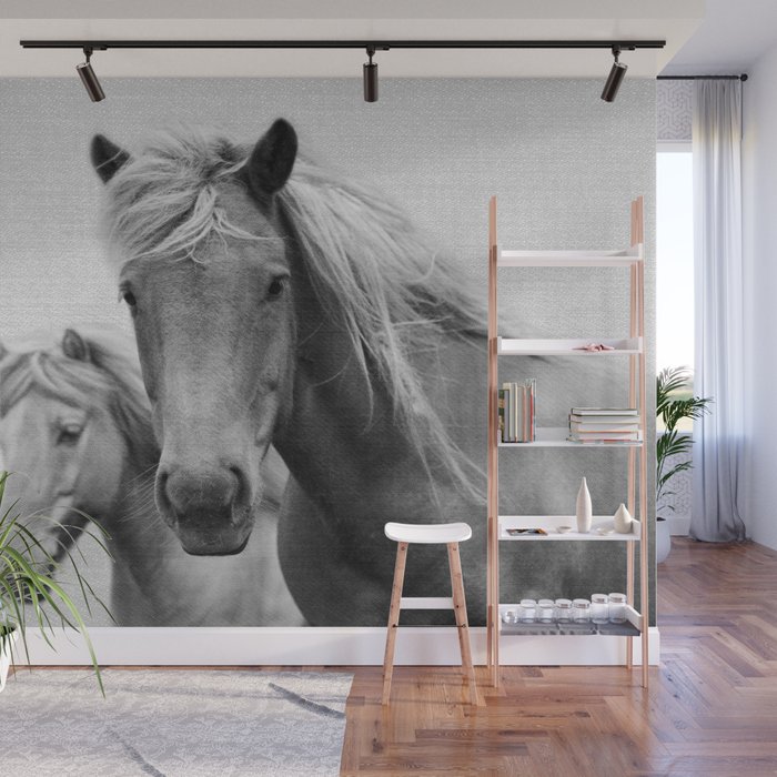 Horses - Black & White Wall Mural