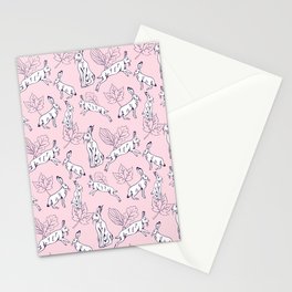 White hare on pink background  Stationery Card