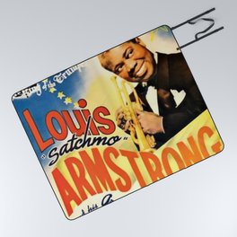 Louis Armstrong Parker Auditorium, Minot, North Dakota Satchmo Jazz Vintage Advertising Concert Poster Picnic Blanket