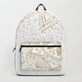 Elegant Gold Mandala Confetti Design Backpack | Whimsical, Gold, Girlyhenna, Confettisparkles, Tribalmandala, Floraldesign, Circleofflowers, Lines, Graphicdesign, Dotsshower 
