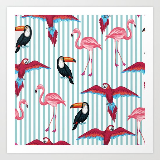 flamingo in tropic mood Art Print